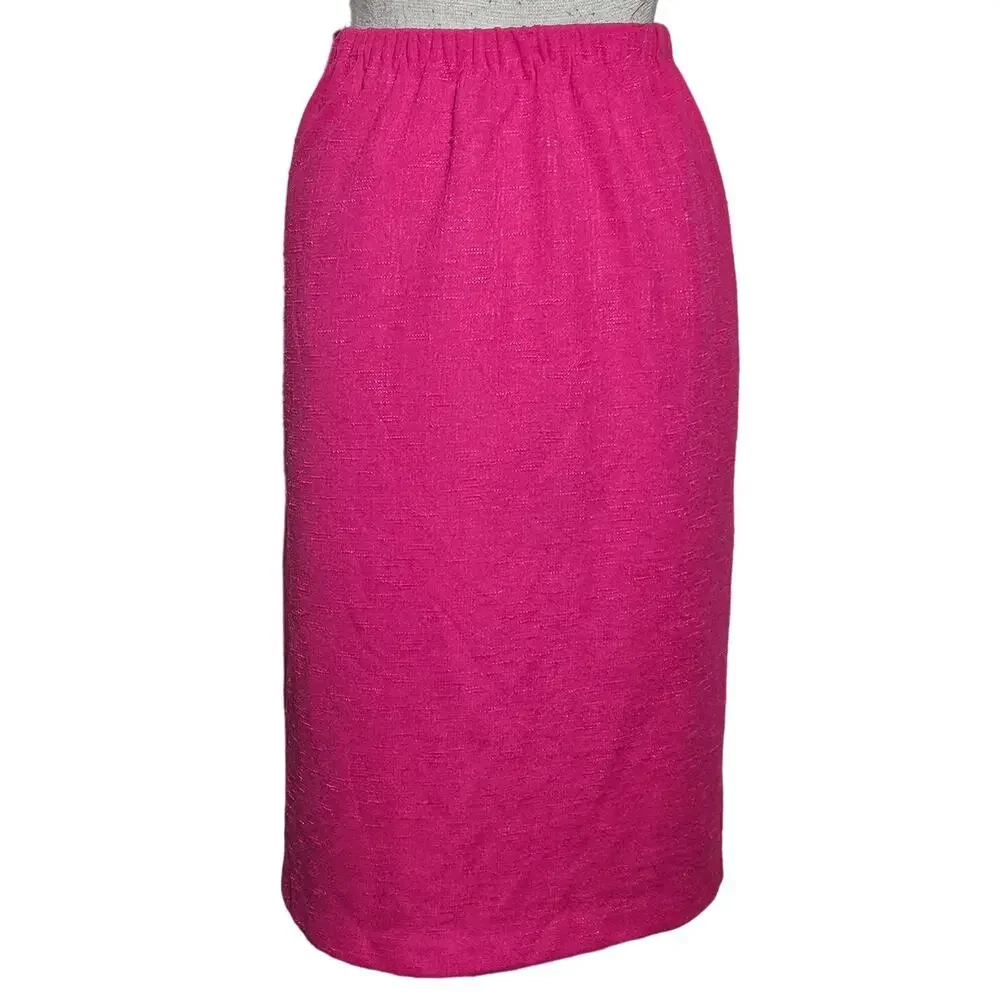 Vintage Pink Pull on Pencil Midi Skirt Size 10